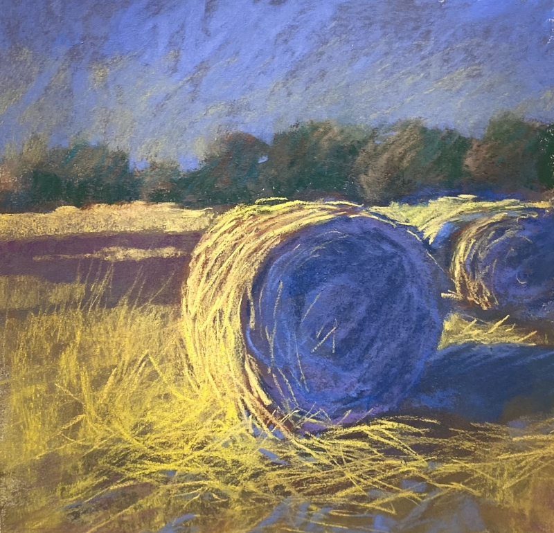 Evening Sets Over the Hay Bales by artist Julia Fletcher